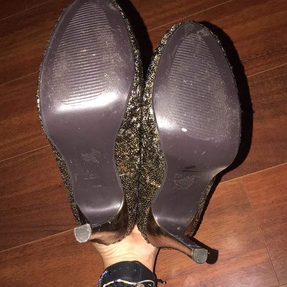 Sequin bronze / brown platformed pumps - Picture 4 of 4